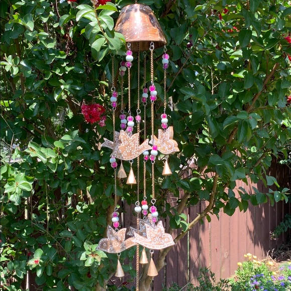 Wooden Sparrow Birds & Glass Beads Wind Chime - Picture 1 of 14